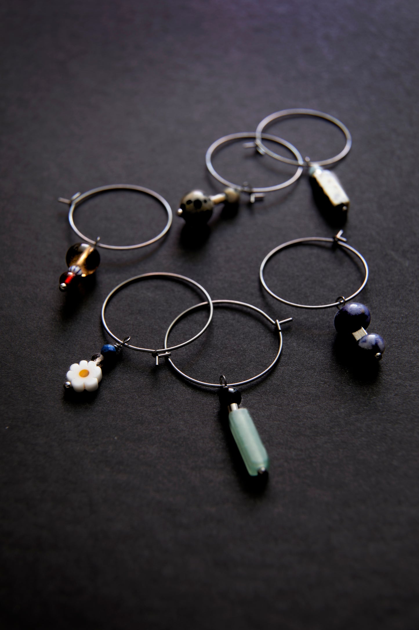 Set of 6 wine glass rings